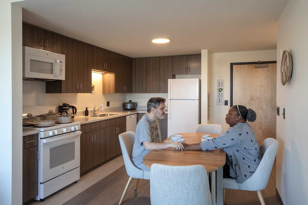 Dining table in living area