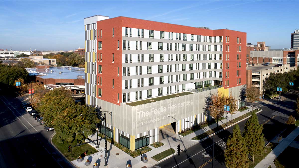 Aerial sunny side view of The Foglia Residences